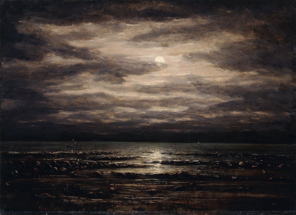 Crepúsculo en el lago Leman en Bon Port, 1876 de Gustave Courbet