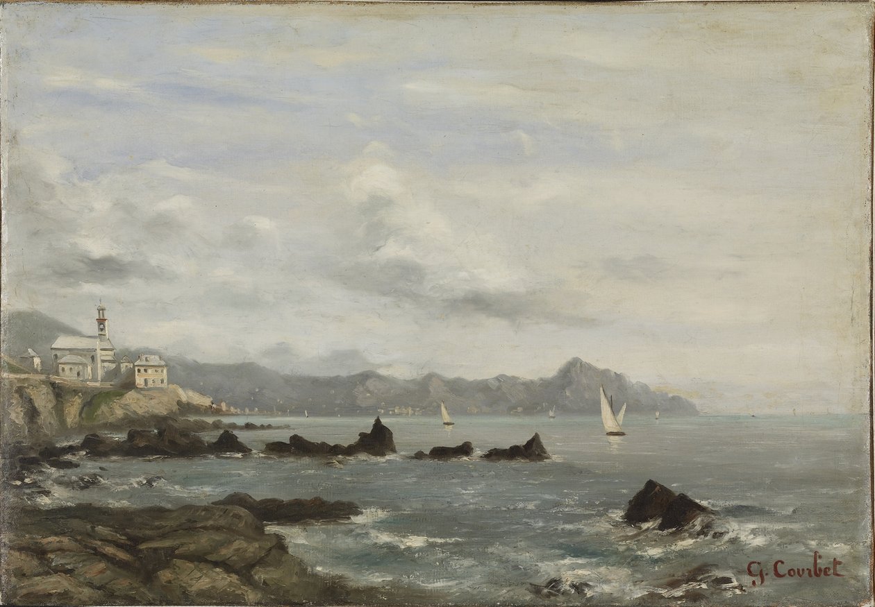 Vista de la iglesia de Boccadasse en Génova y del promontorio de Portofino de Gustave Courbet