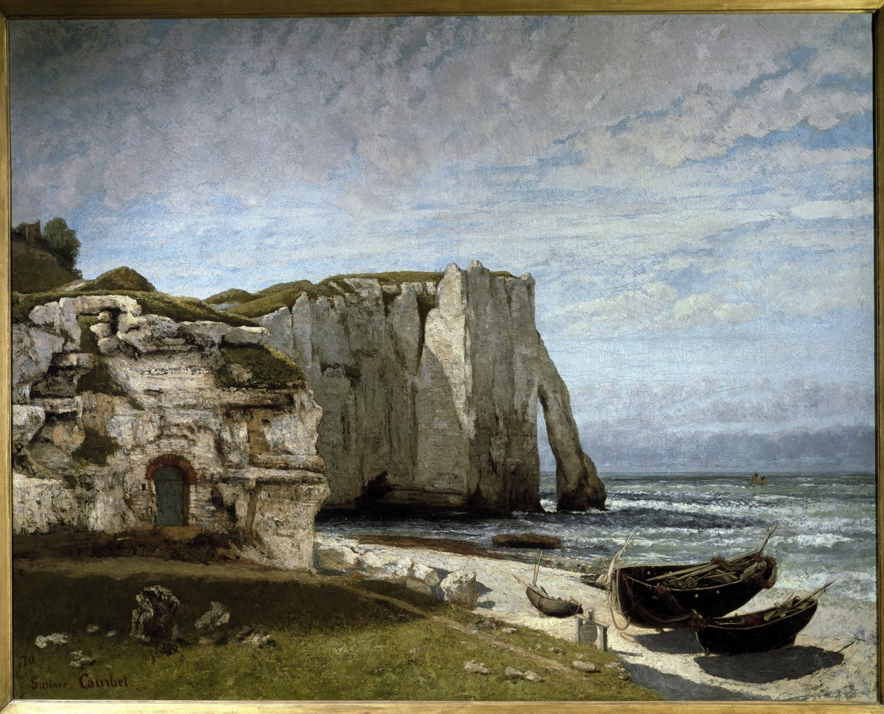 Vista de los acantilados de Etretat después de la tormenta, Normandía de Gustave Courbet