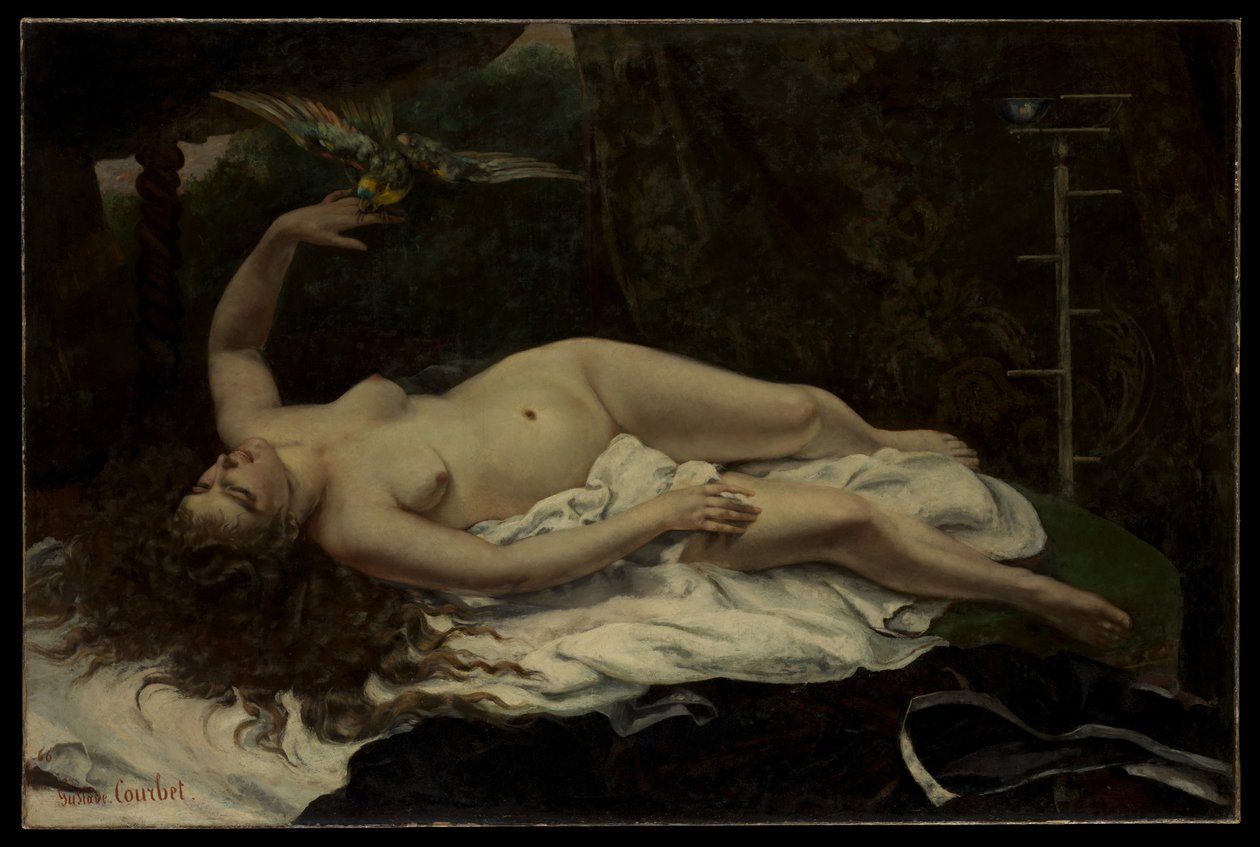 Mujer con un loro de Gustave Courbet