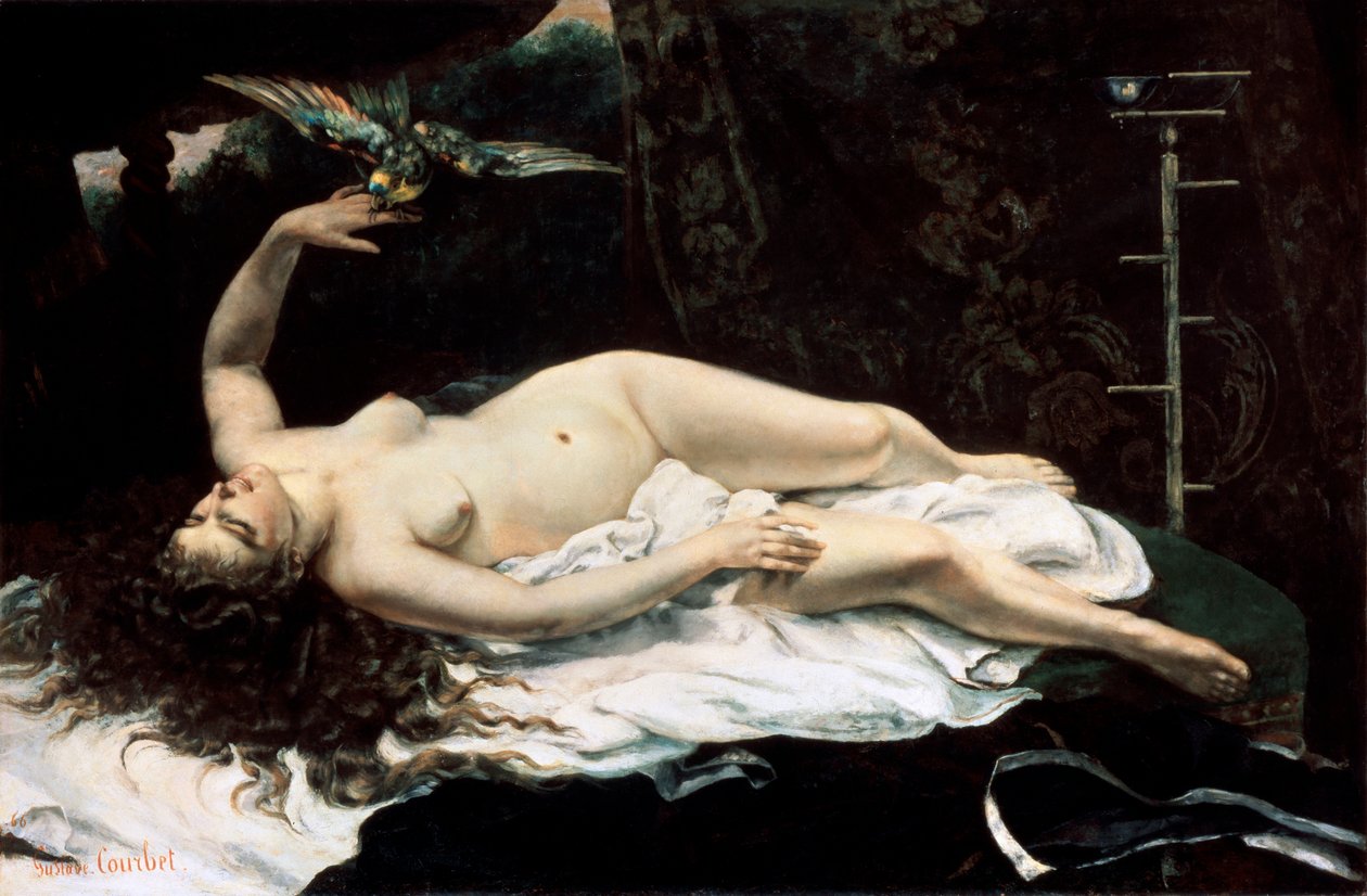 Mujer con un loro, 1866 de Gustave Courbet
