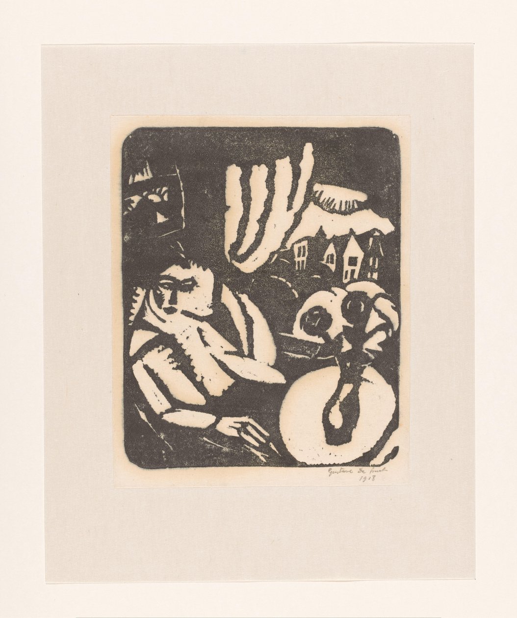 Mujer sentada junto a una ventana de Gustave De Smet (signed by artist)