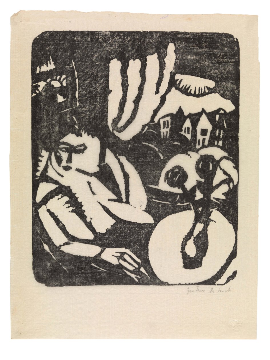 Holandés: Interieur o mujer sentada en la ventana de Gustave de Smet