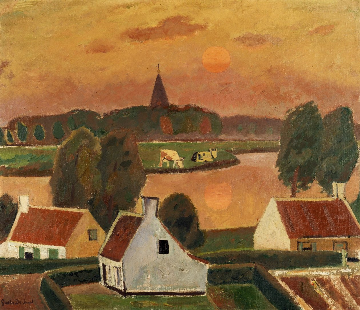 Vista de un pueblo de Gustave de Smet