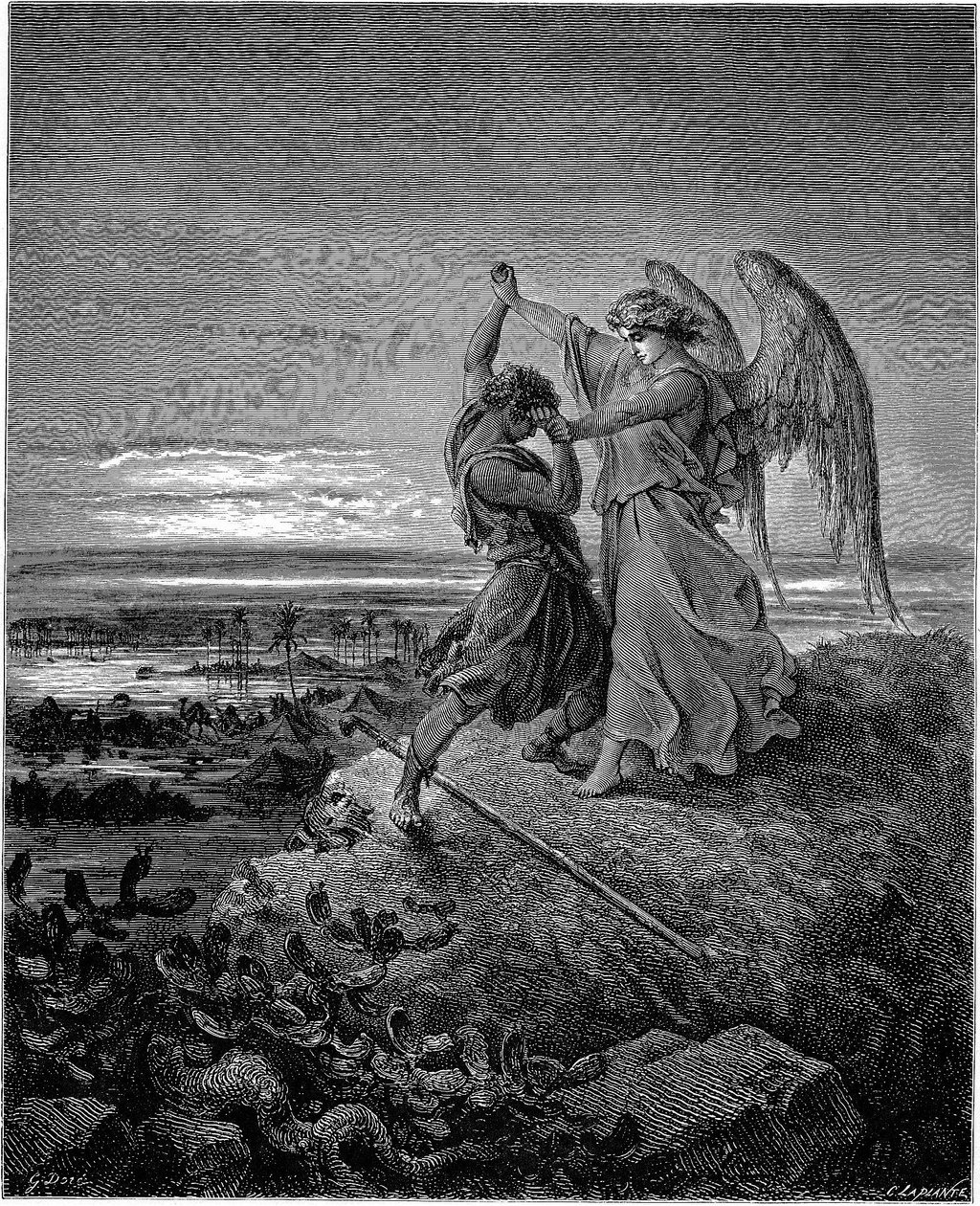 Jacob lucha con el ángel (Gn. 32:24-32) de Gustave Dore