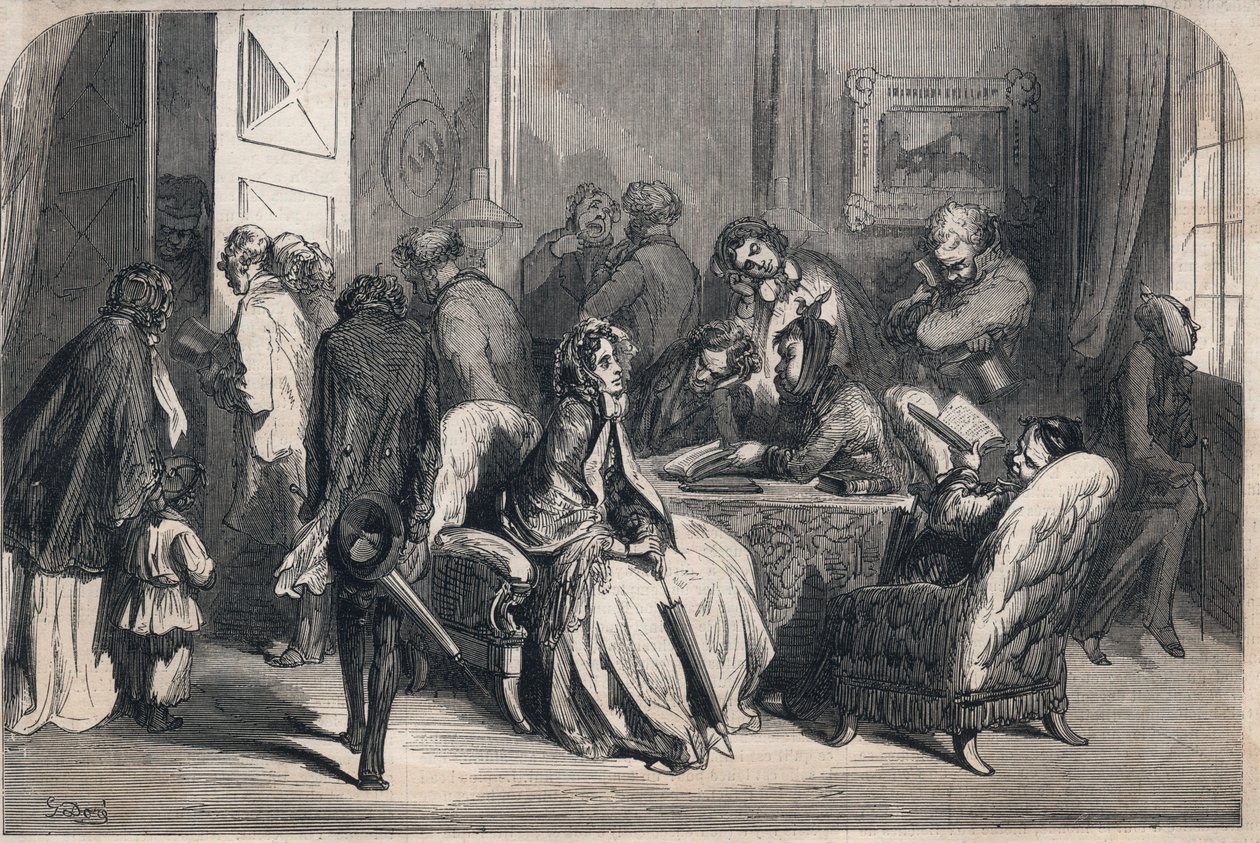 La antesala de un dentista. Dibujo de Gustave Doré (1832-1883). Grabado en “Le Monde illustré” de 1862. Colección privada. de Gustave Dore