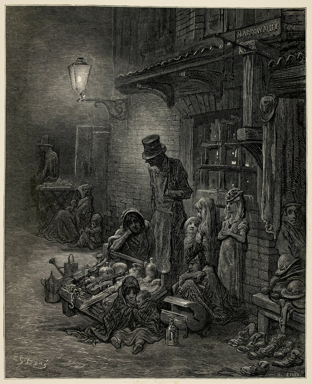 Una familia pobre con sus pertenencias. de Gustave Dore