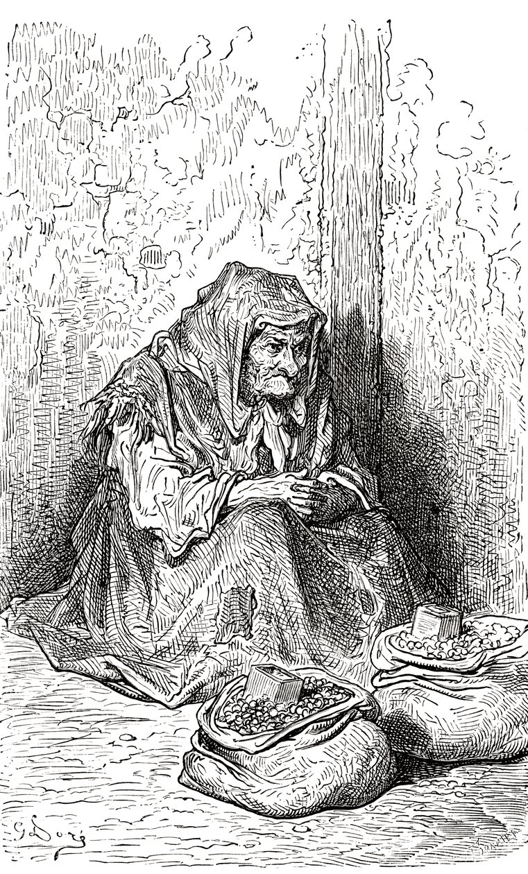 Según el boceto de una anciana española de Gustave Dore. De Vida y recuerdos de Gustave Dore, publicado en 1885. de Gustave Dore