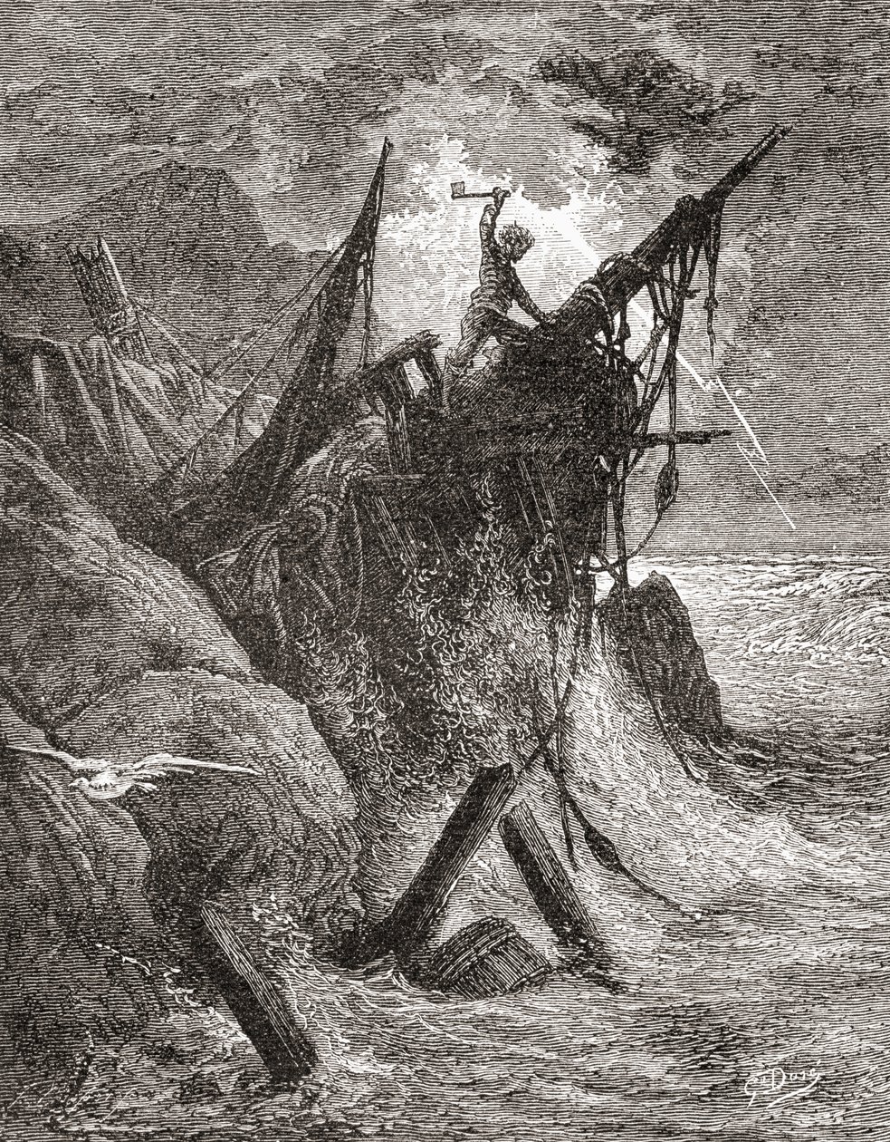 Obra original de Gustave Dore para el libro Los trabajadores del mar de Victor Hugo. De Vida y recuerdos de Gustave Dore, publicado en 1885. de Gustave Dore