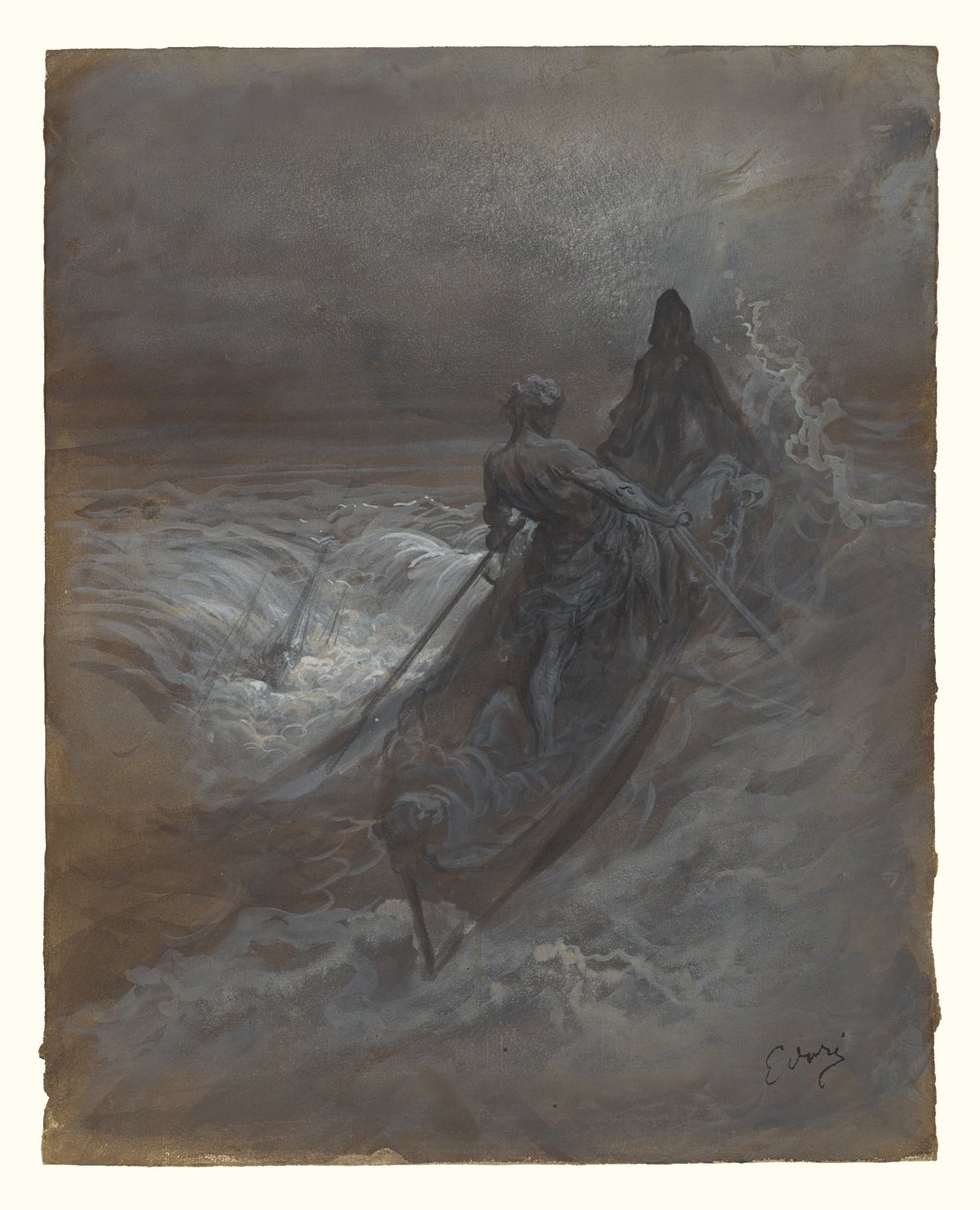 Después del naufragio - Diseño para una ilustración de The Rime of the Ancient Mariner de Coleridge de Gustave Dore