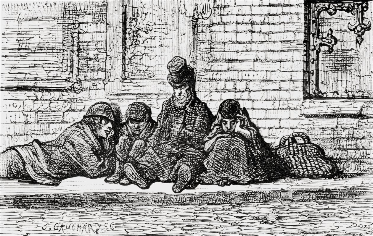 Durmiendo en las calles, 1872 de Gustave Dore