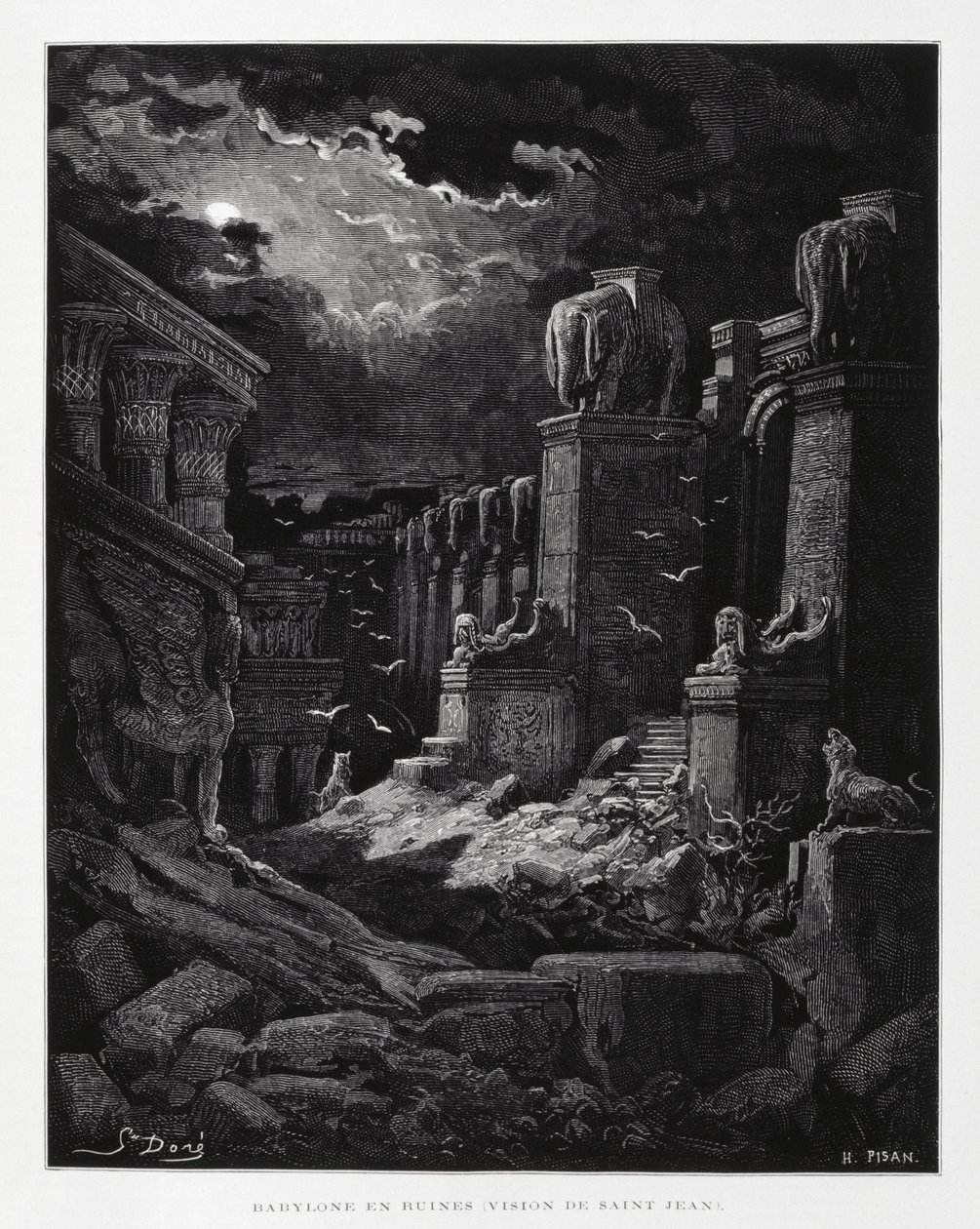 Babilonia en ruinas (visión de Juan el Bautista), Ilustración de la Biblia de Dore de Gustave Dore