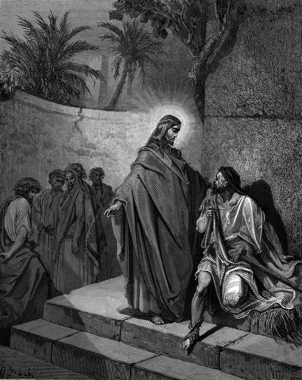Cristo sanando al hombre enfermo de parálisis de Gustave Dore