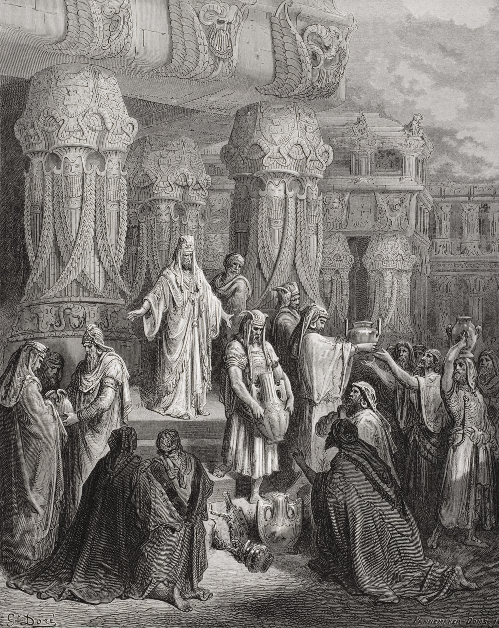 Ciro restaurando los vasos del templo, ilustración de 