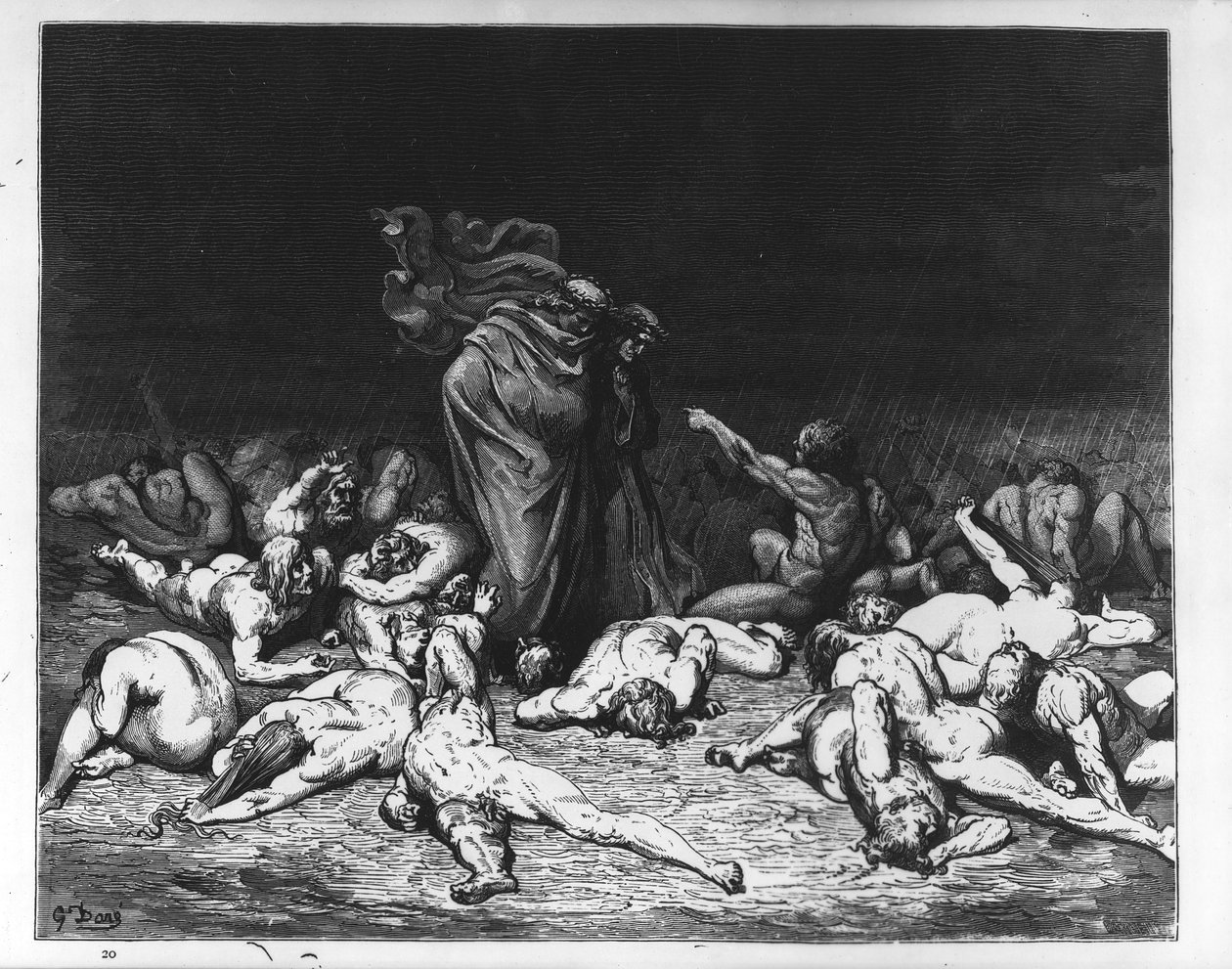 Dante y Virgilio en el Infierno, ilustración de 