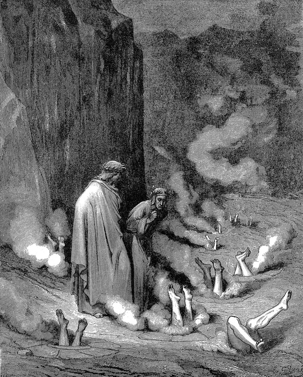 Dante y Virgilio en el infierno, 1863 de Gustave Dore