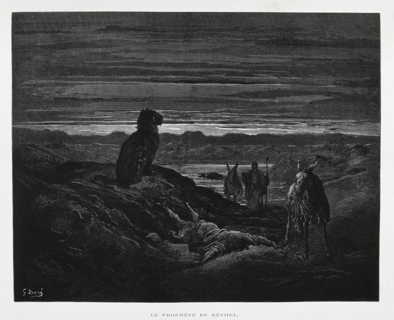 Muerte del profeta de Betel, ilustración de la Biblia de Dore de Gustave Dore