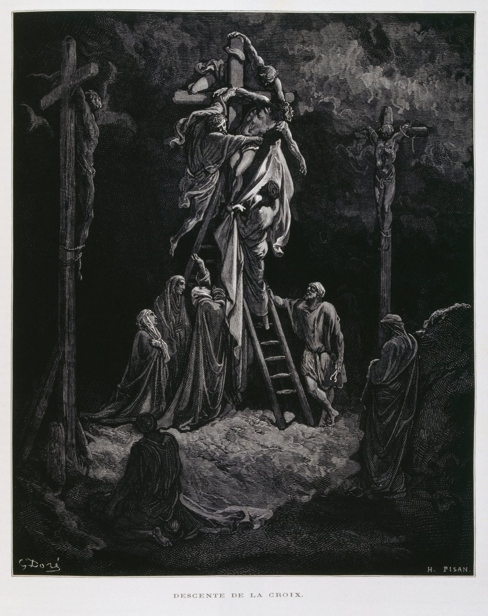 Descendimiento de la cruz, la deposición de Cristo, Ilustración de la Biblia de Dore. de Gustave Dore