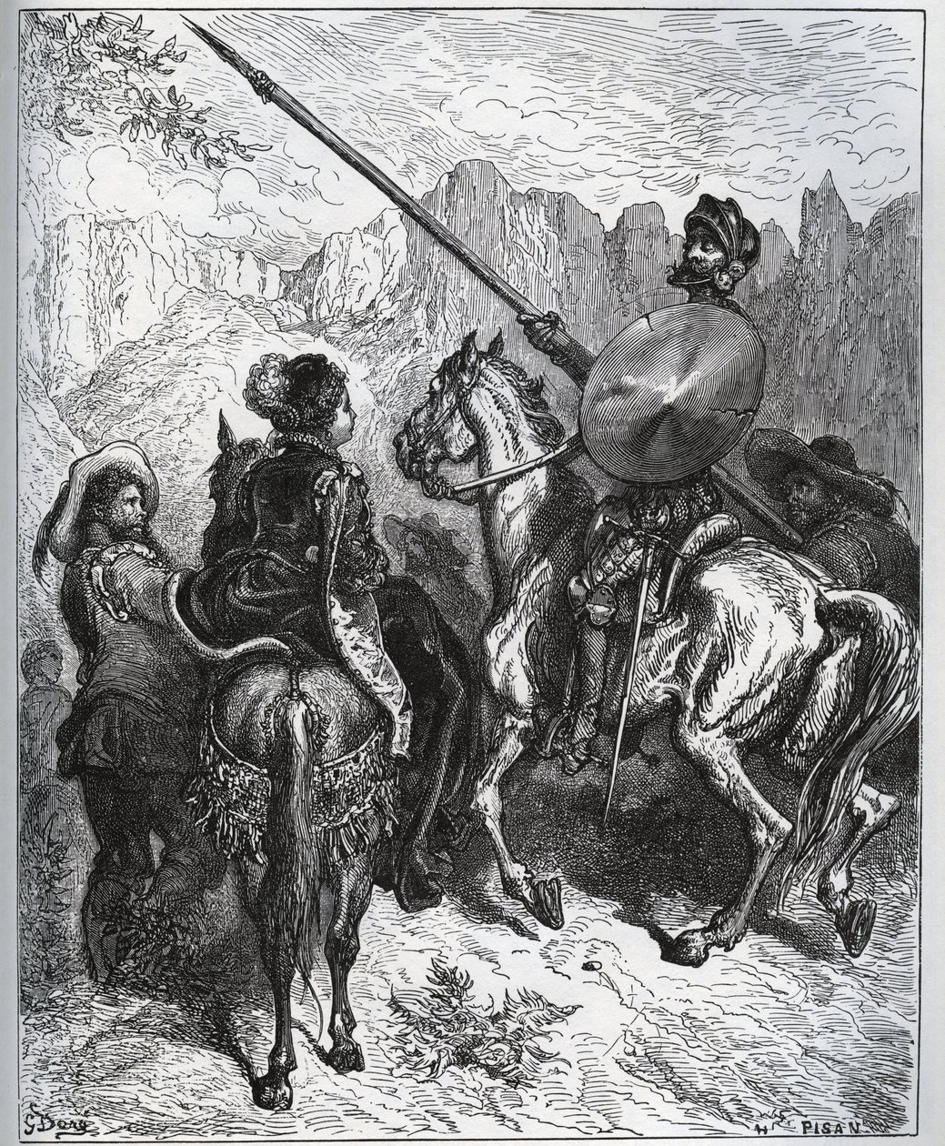 Don Quijote acepta la misión propuesta por Dorotea-Princesa de Micomicón - de "Don Quijote de la Mancha" de Miguel Cervantes de Gustave Dore