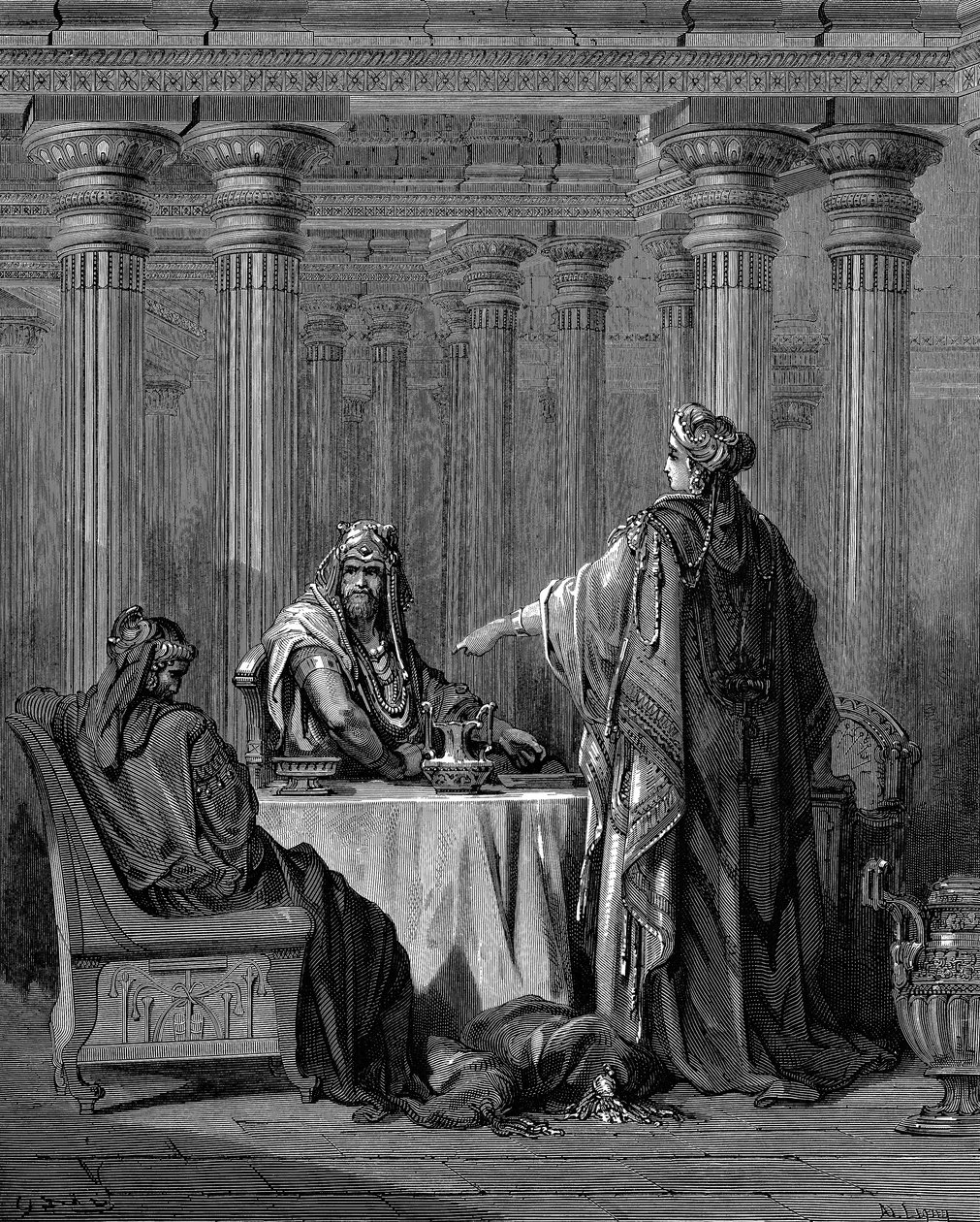 Ester c. 450 a.C. ante su esposo el rey Asuero Jerjes I de Persia, 1866 de Gustave Dore