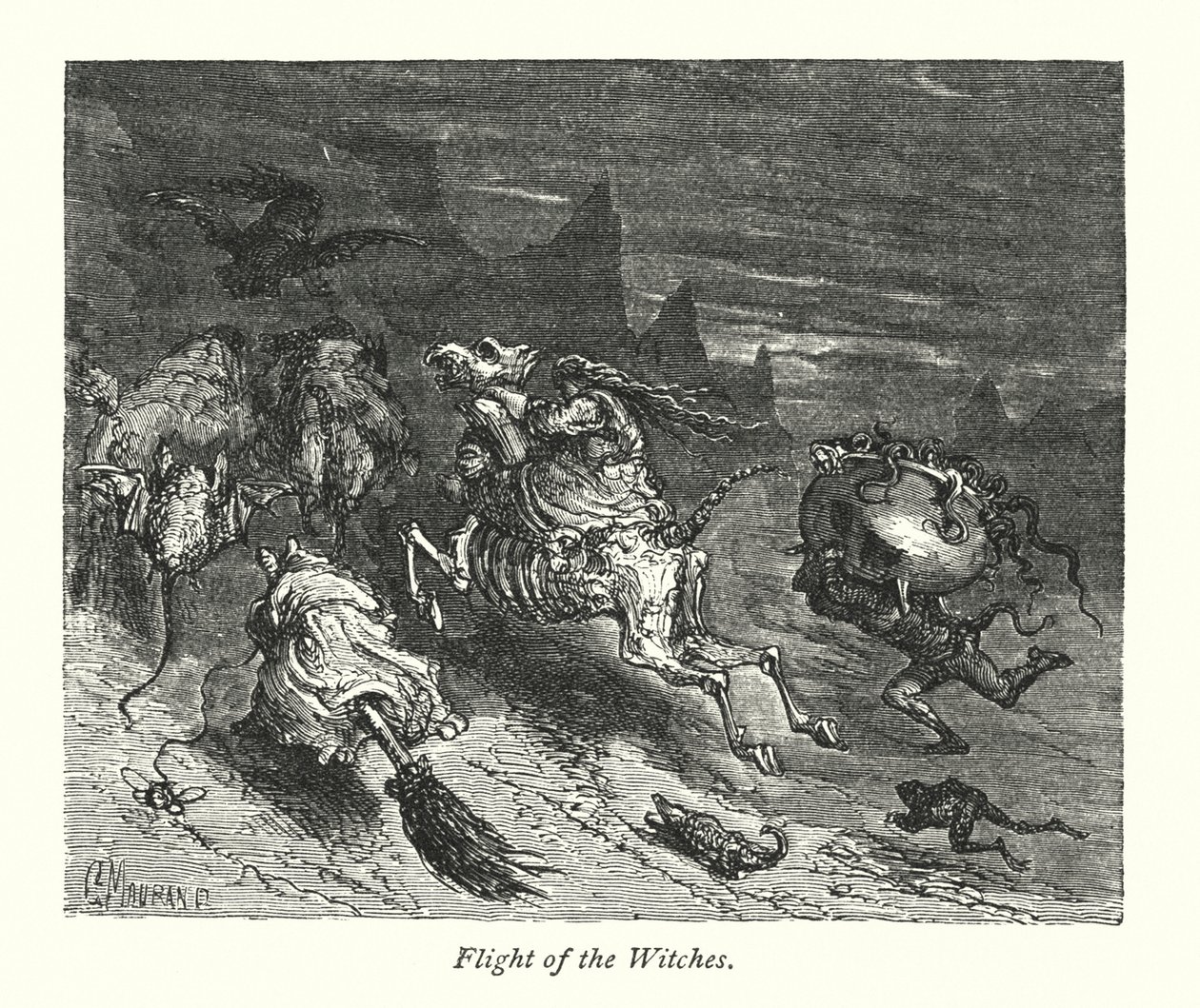 Vuelo de las brujas (grabado) de Gustave Dore