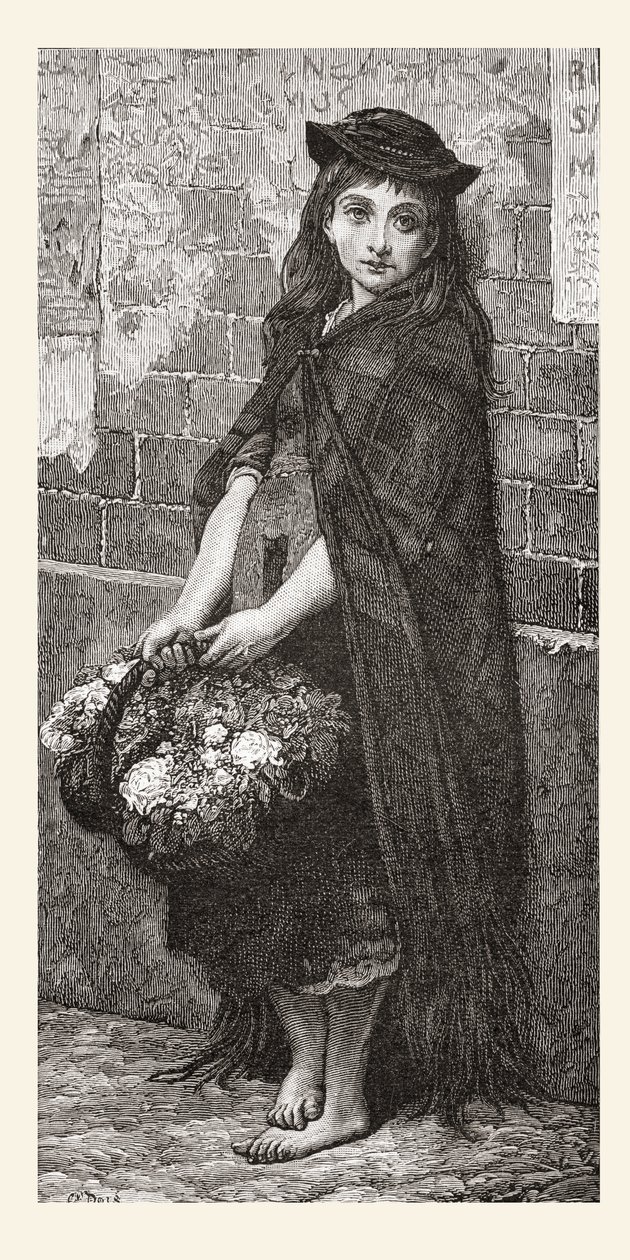 Florista según una obra de Gustave Dore. De Vida y recuerdos de Gustave Dore, publicado en 1885. de Gustave Dore