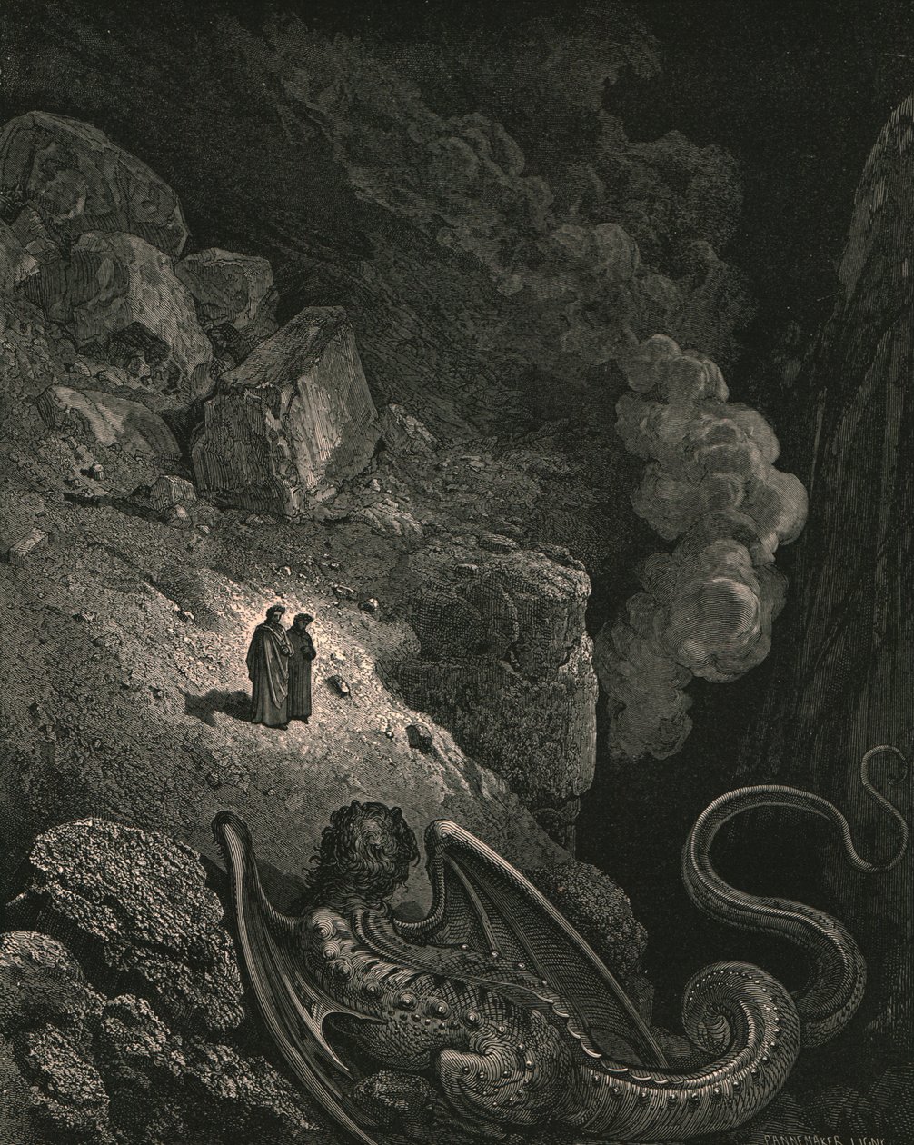 Inmediatamente apareció esa imagen vil de fraude, c1890 de Gustave Dore