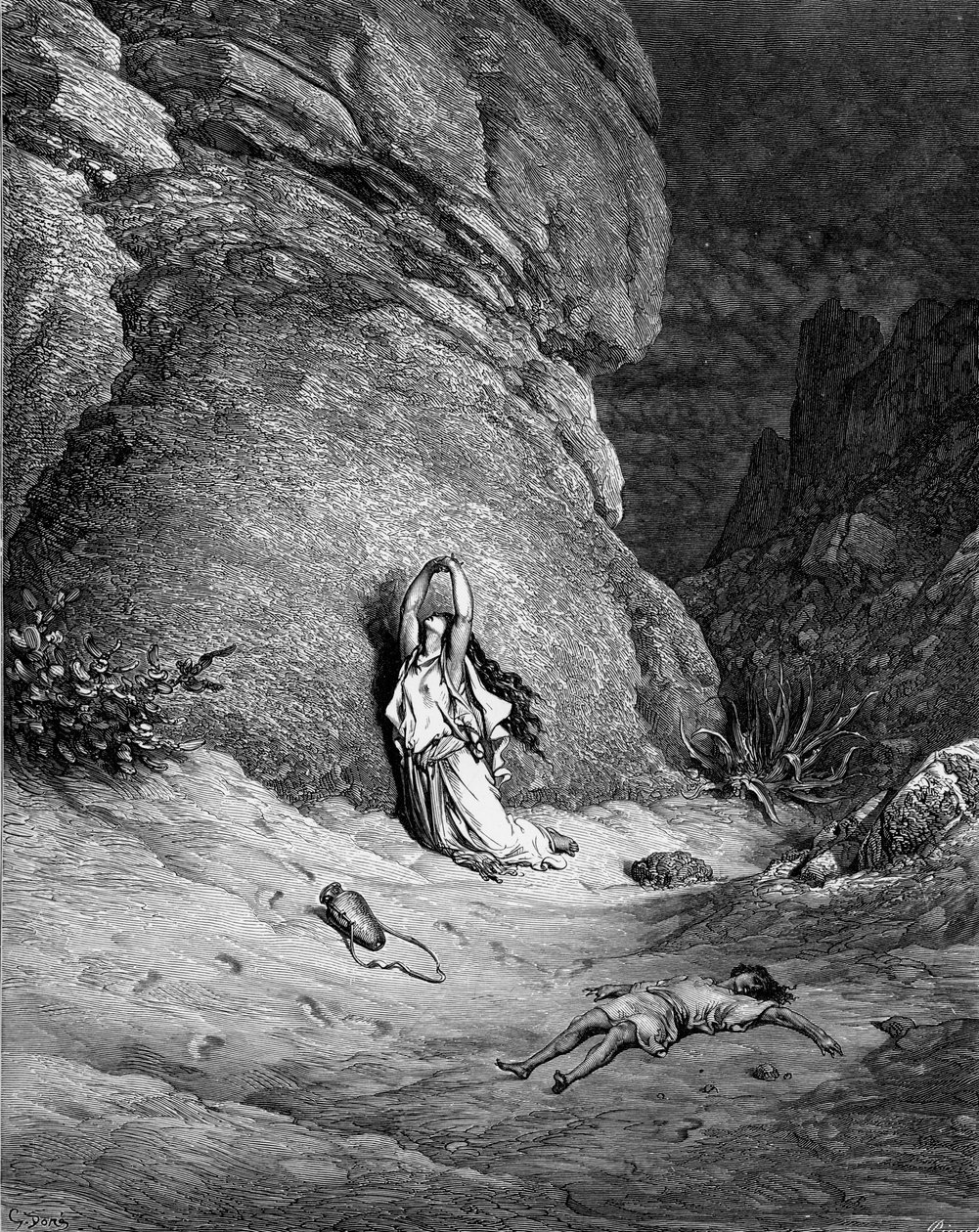 Agar e Ismael, grabado por Doré de Gustave Dore