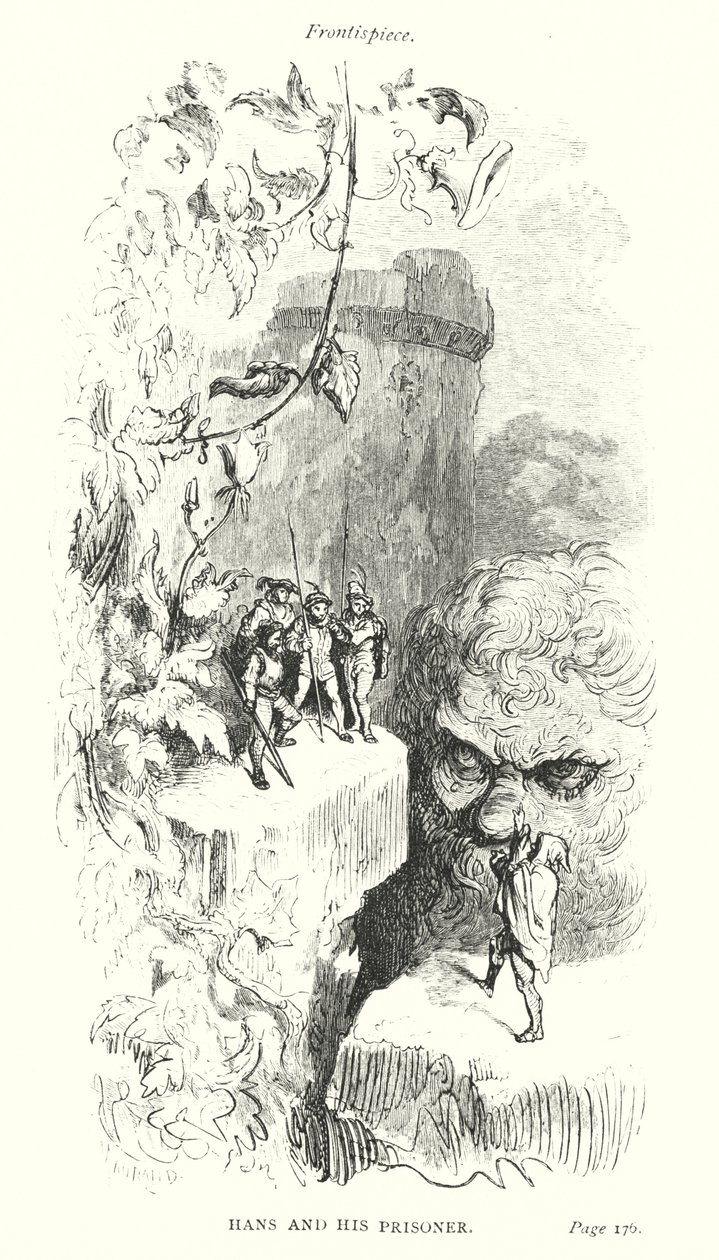 Hans y su prisionero (grabado) de Gustave Dore
