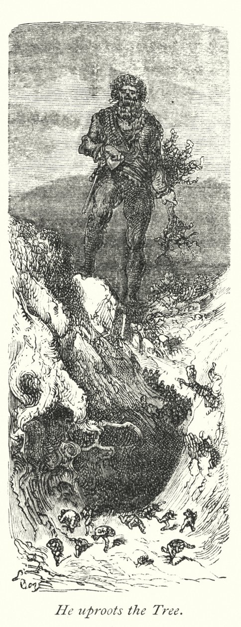 Él desarraiga el árbol (grabado) de Gustave Dore