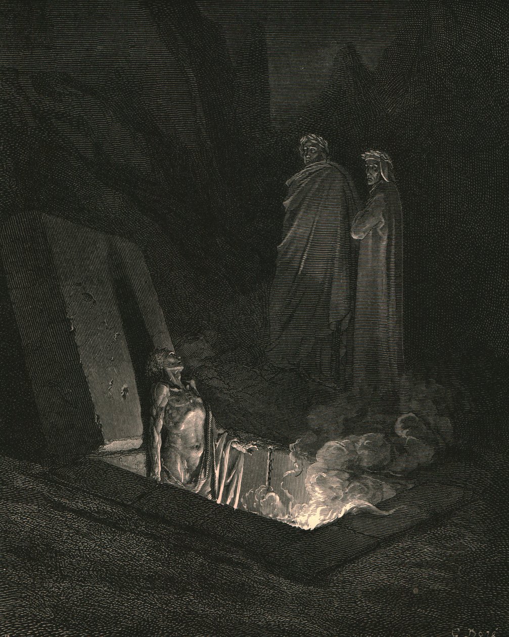 Él, tan pronto como estuve al pie de las tumbas, me miró un rato, c1890 de Gustave Dore