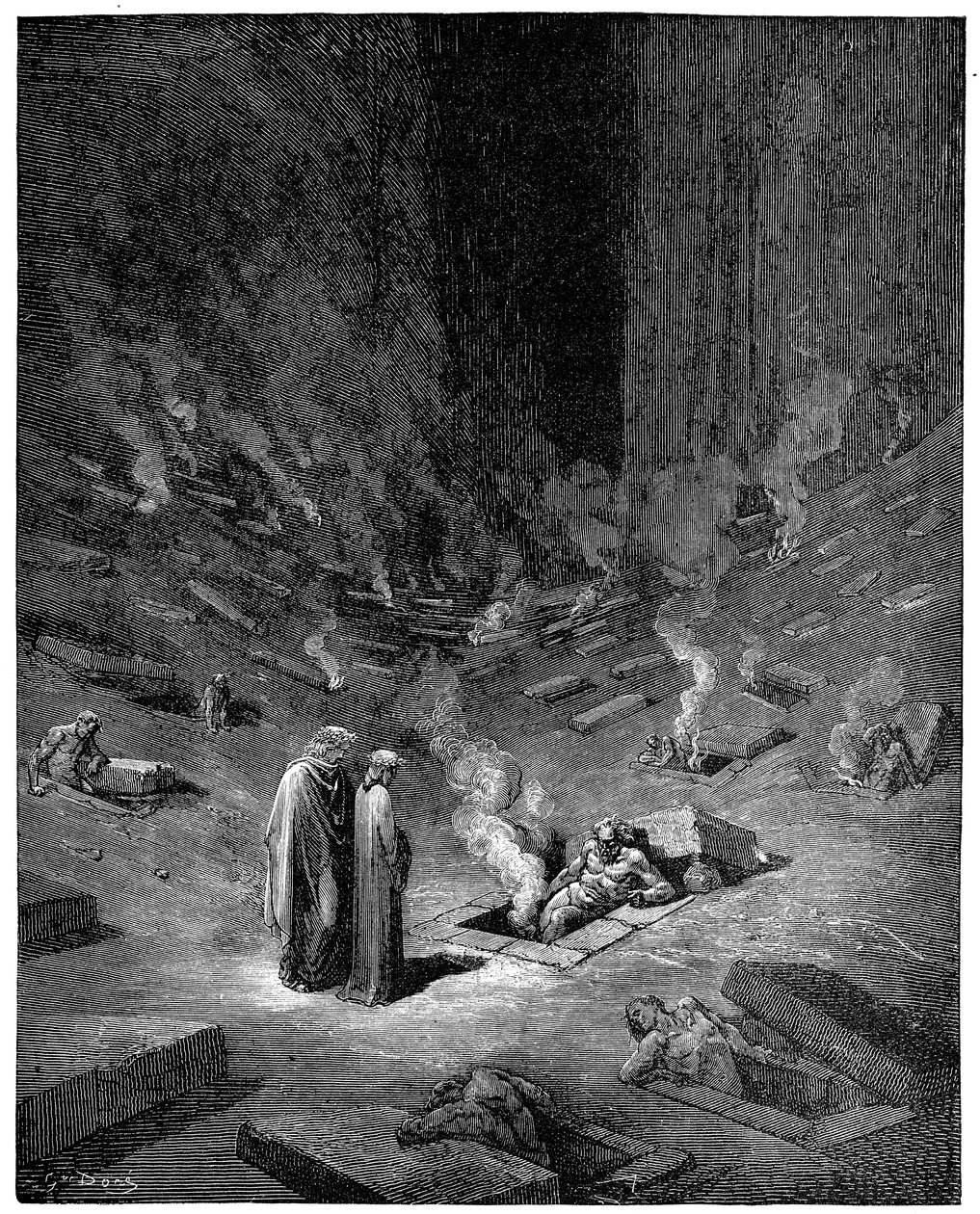 Infierno: la ciudad de Dis, dios romano del inframundo, 1863 de Gustave Dore