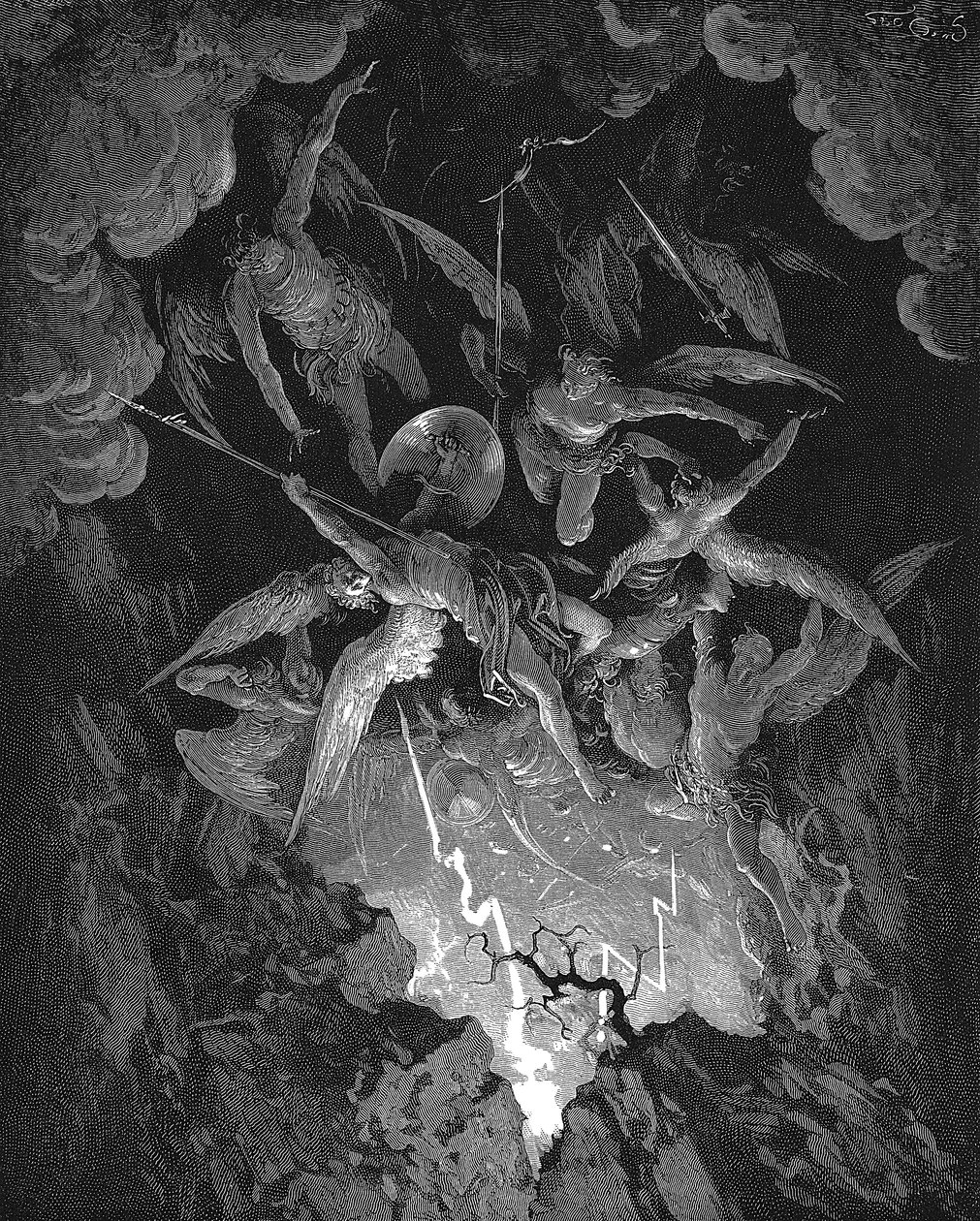 Ilustración de El Paraíso Perdido de John Milton de Gustave Dore