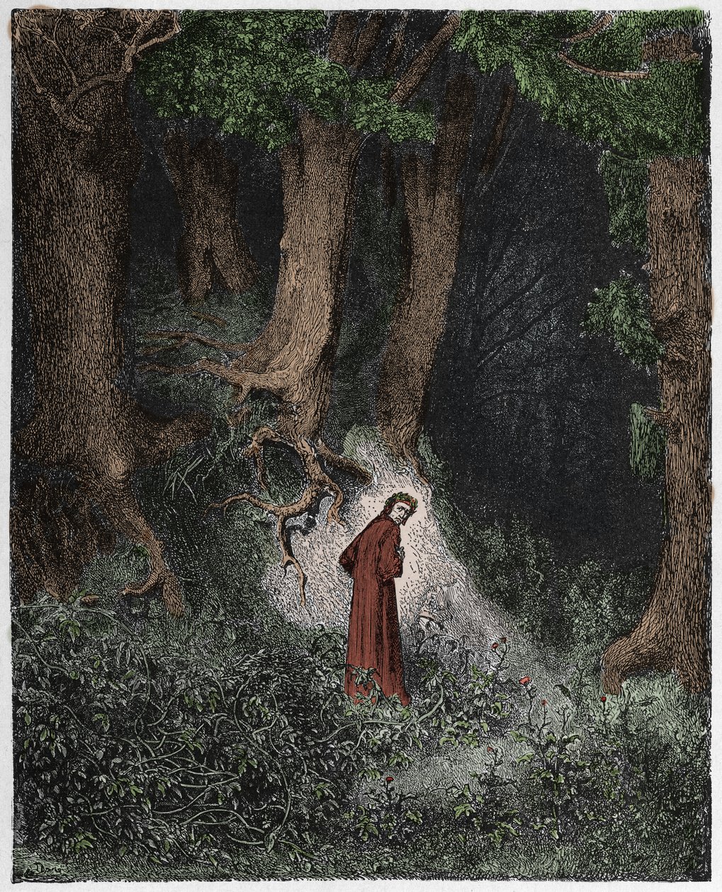 Infierno, Canto 1: Dante en el bosque salvaje, ilustración de "La Divina Comedia" de Dante Alighieri, 1885 de Gustave Dore