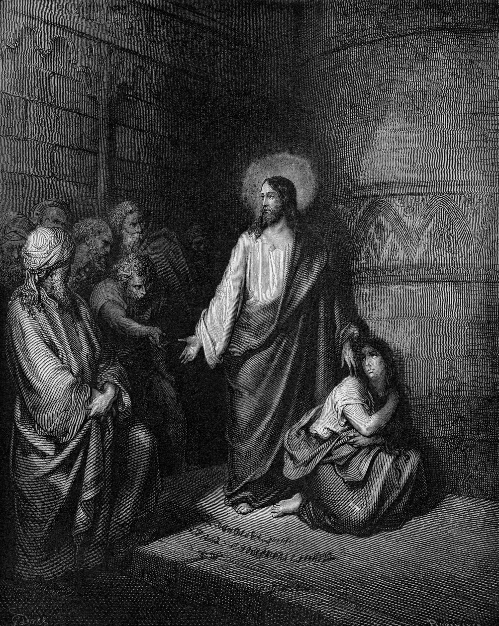 Jesús y la mujer sorprendida en adulterio de Gustave Dore