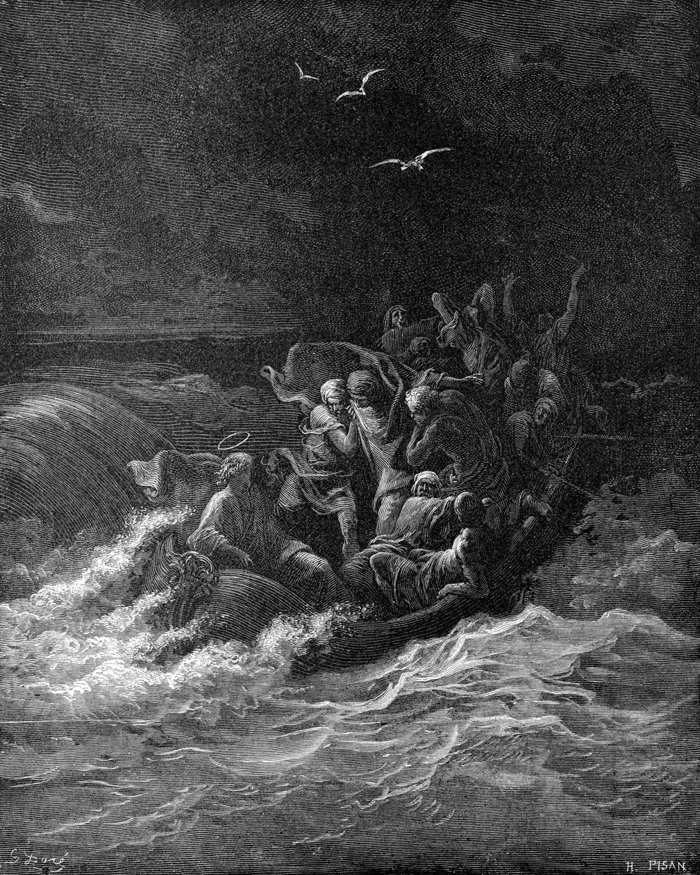 Jesús calma la tormenta de Gustave Dore