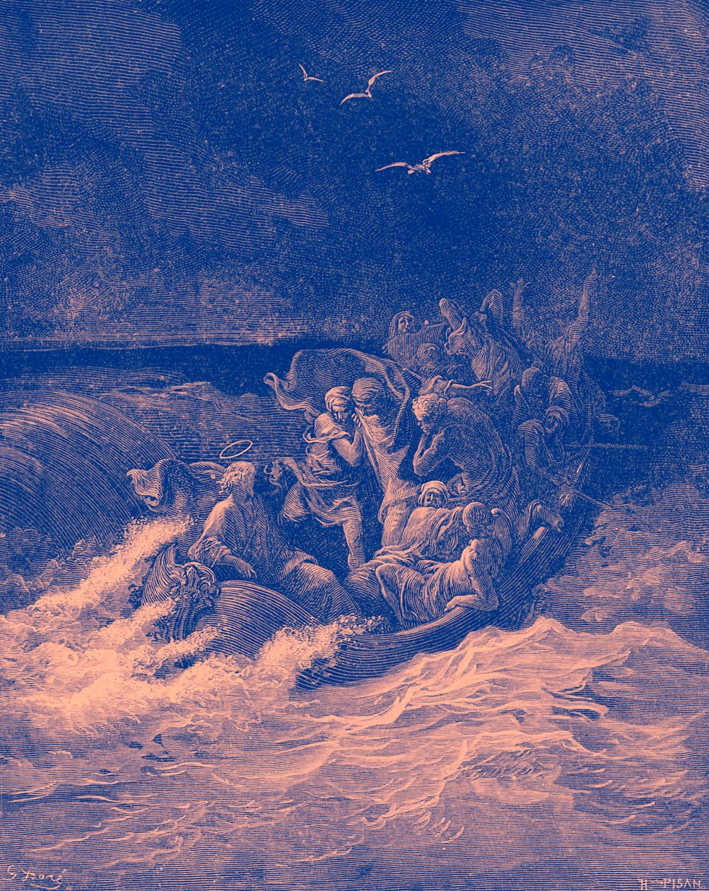 Jesús calma la tormenta - Biblia de Gustave Dore