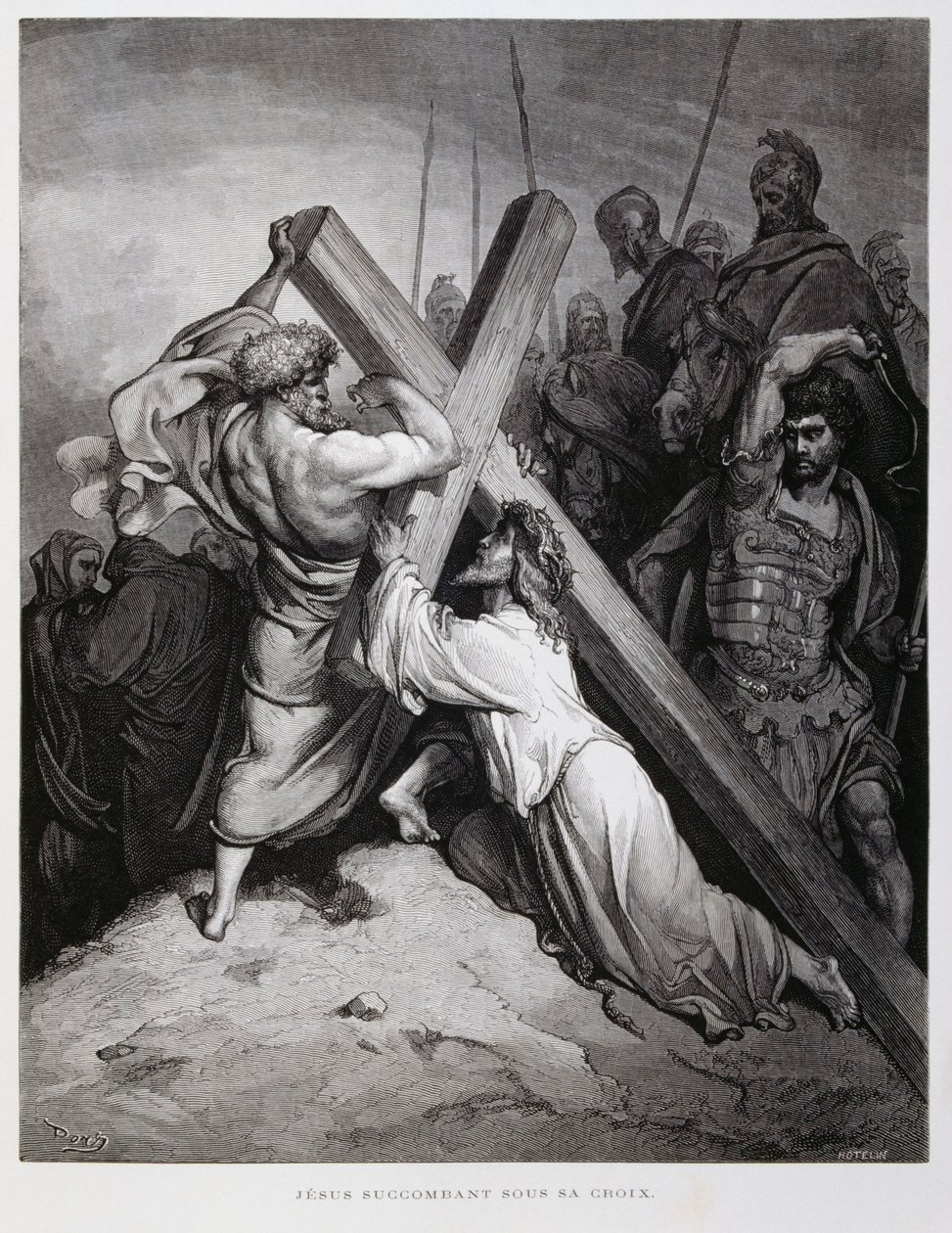 Jesús lleva la cruz, Ilustración de la Biblia de Dore de Gustave Dore