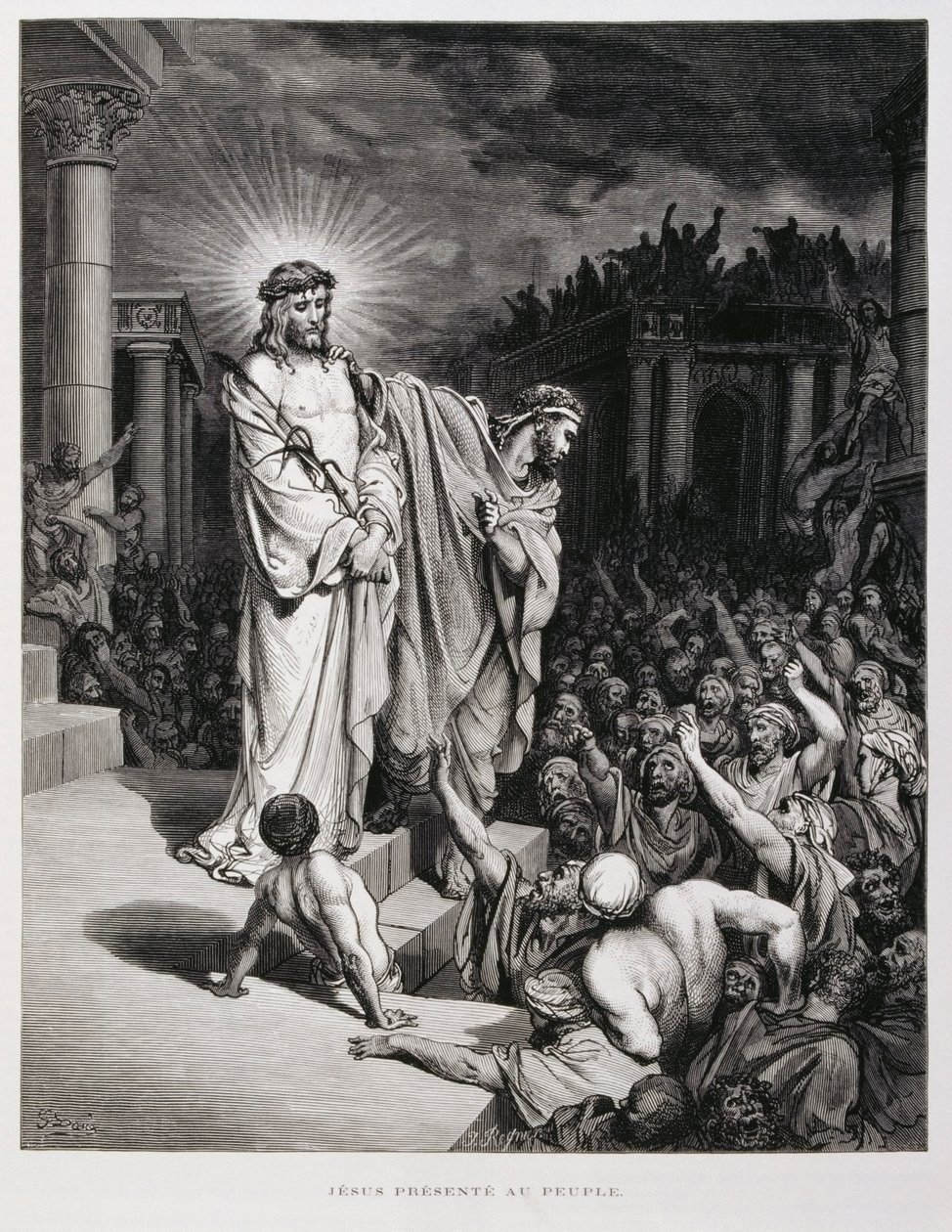 Jesús presentado al pueblo durante su juicio, Ilustración de la Biblia de Dore de Gustave Dore