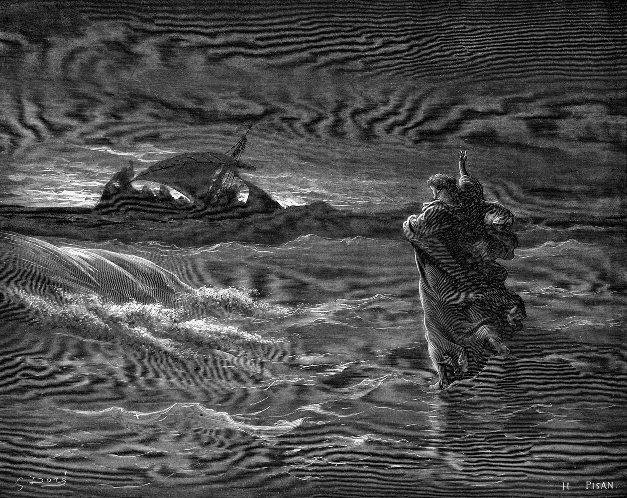 Jesús camina sobre el agua de Gustave Dore