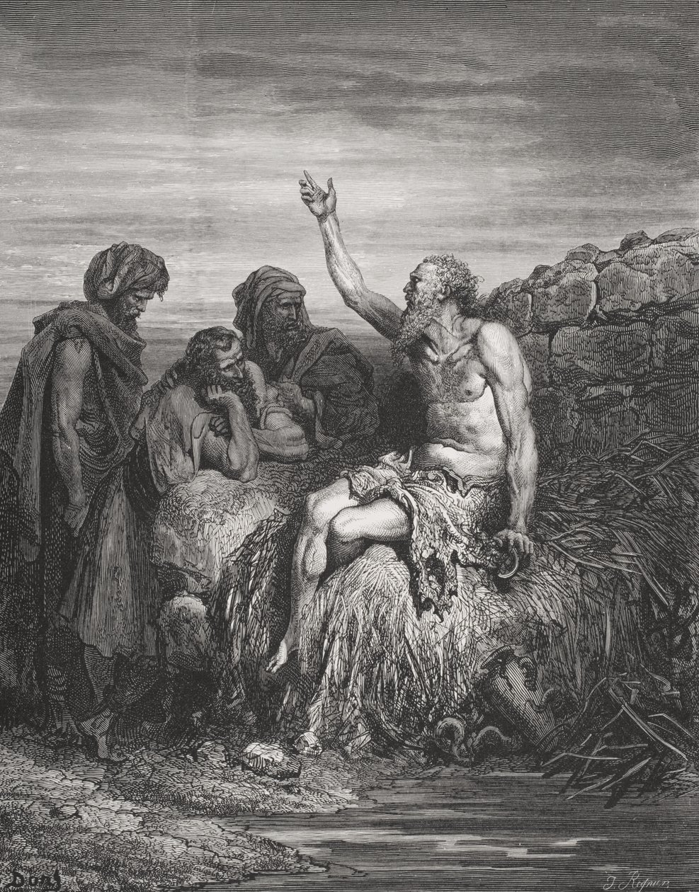 Job y sus amigos, Job 6:1-4, ilustración de 