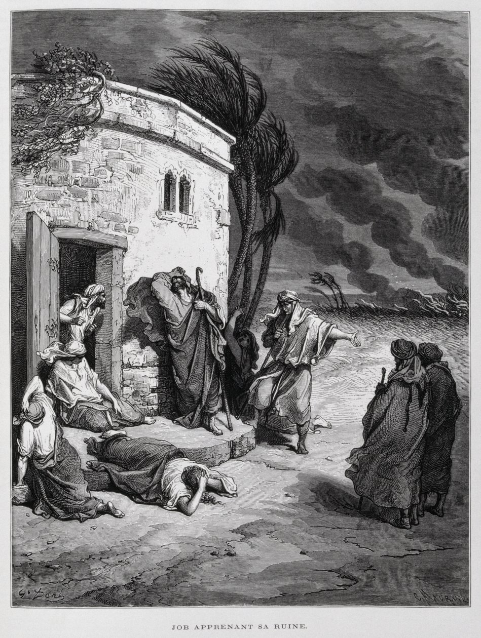 Job comprende su ruina, Ilustración de la Biblia de Dore de Gustave Dore