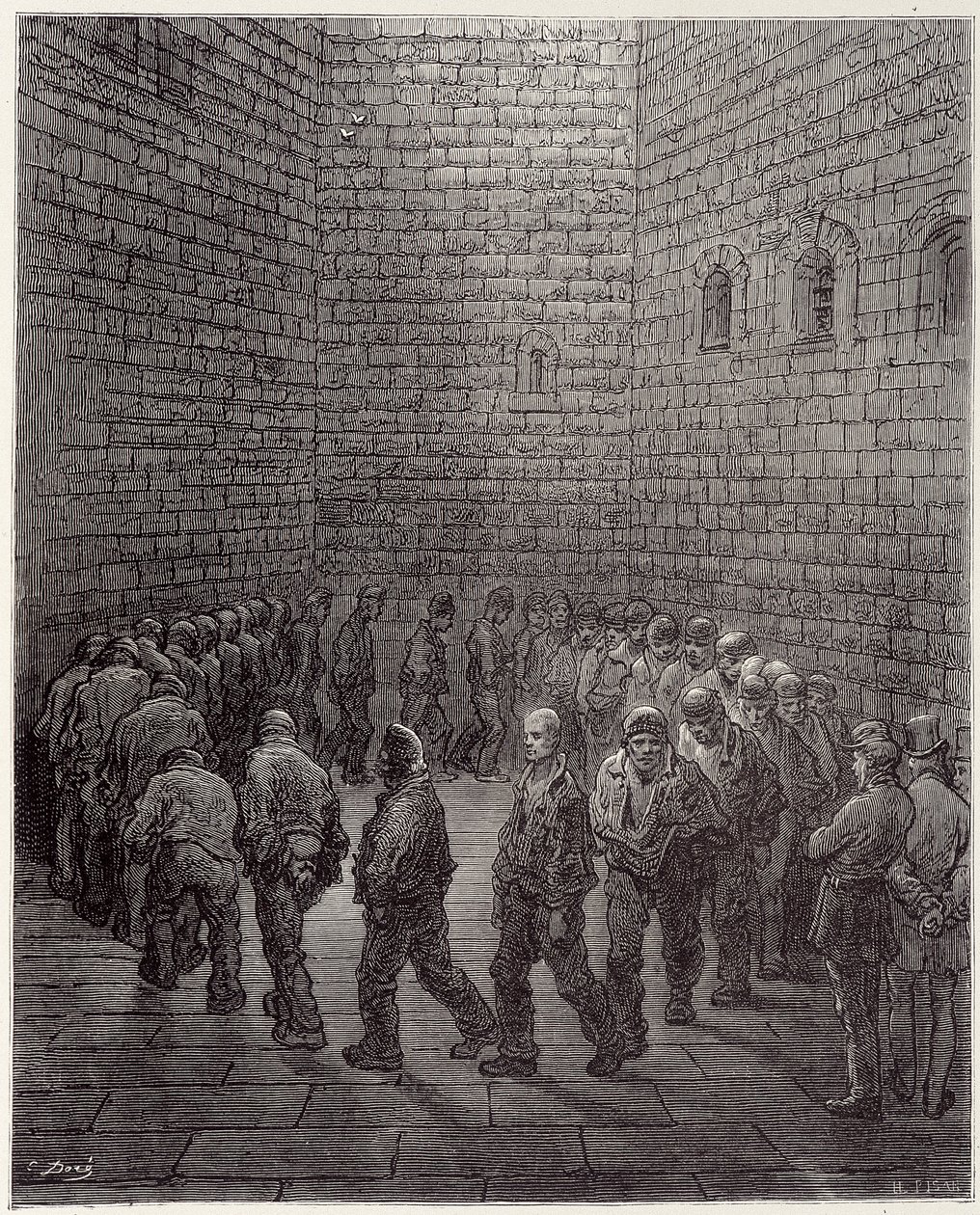 La caminata de los detenidos en prisión - en "Londres" por Gustave Doré de Gustave Dore