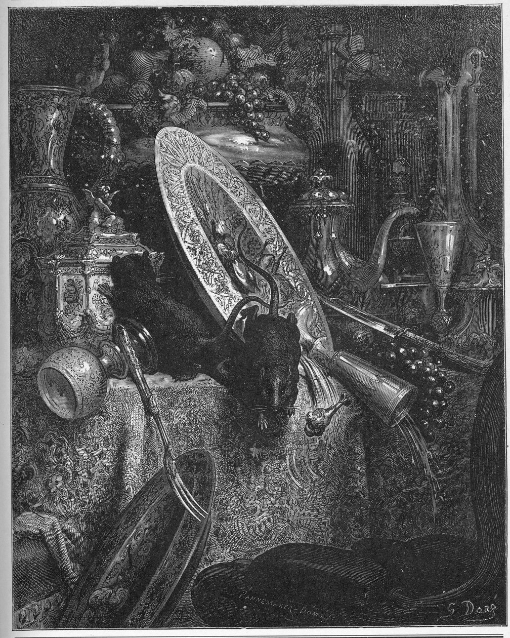 El ratón de ciudad y el ratón de campo - de "Fábulas" de Jean de La Fontaine de Gustave Dore