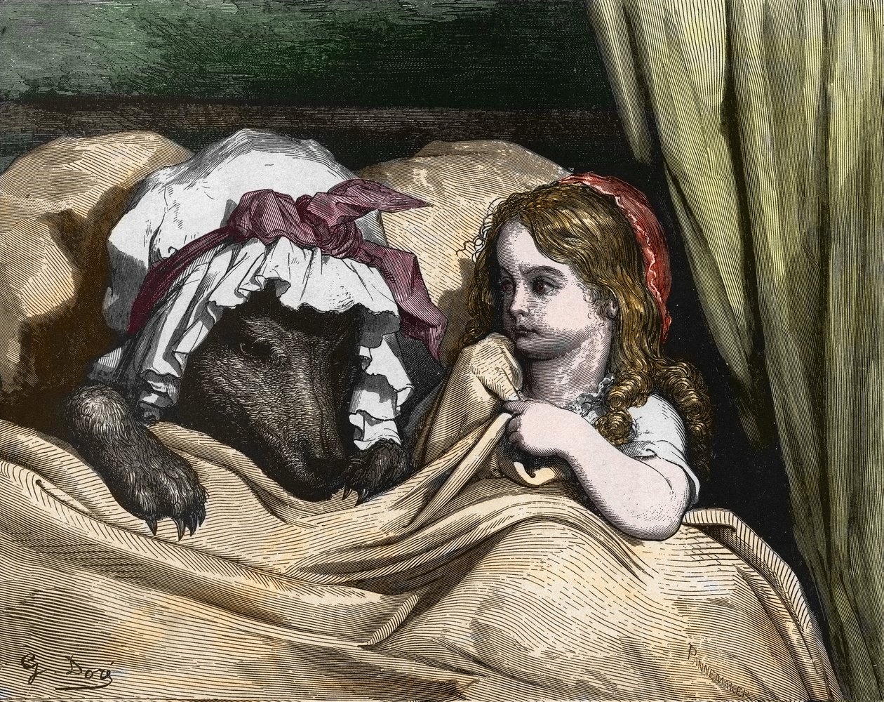A Caperucita Roja y al Lobo no les gusta la abuela. Ilustración de Gustave Dore de Gustave Dore