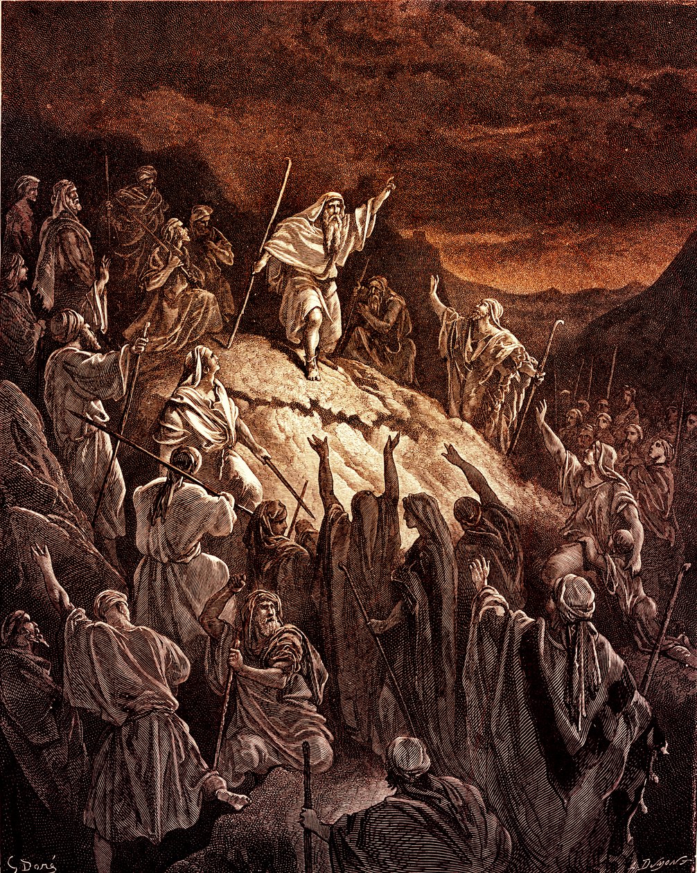 Matatías apelando a los refugiados judíos por Doré - Biblia de Gustave Dore