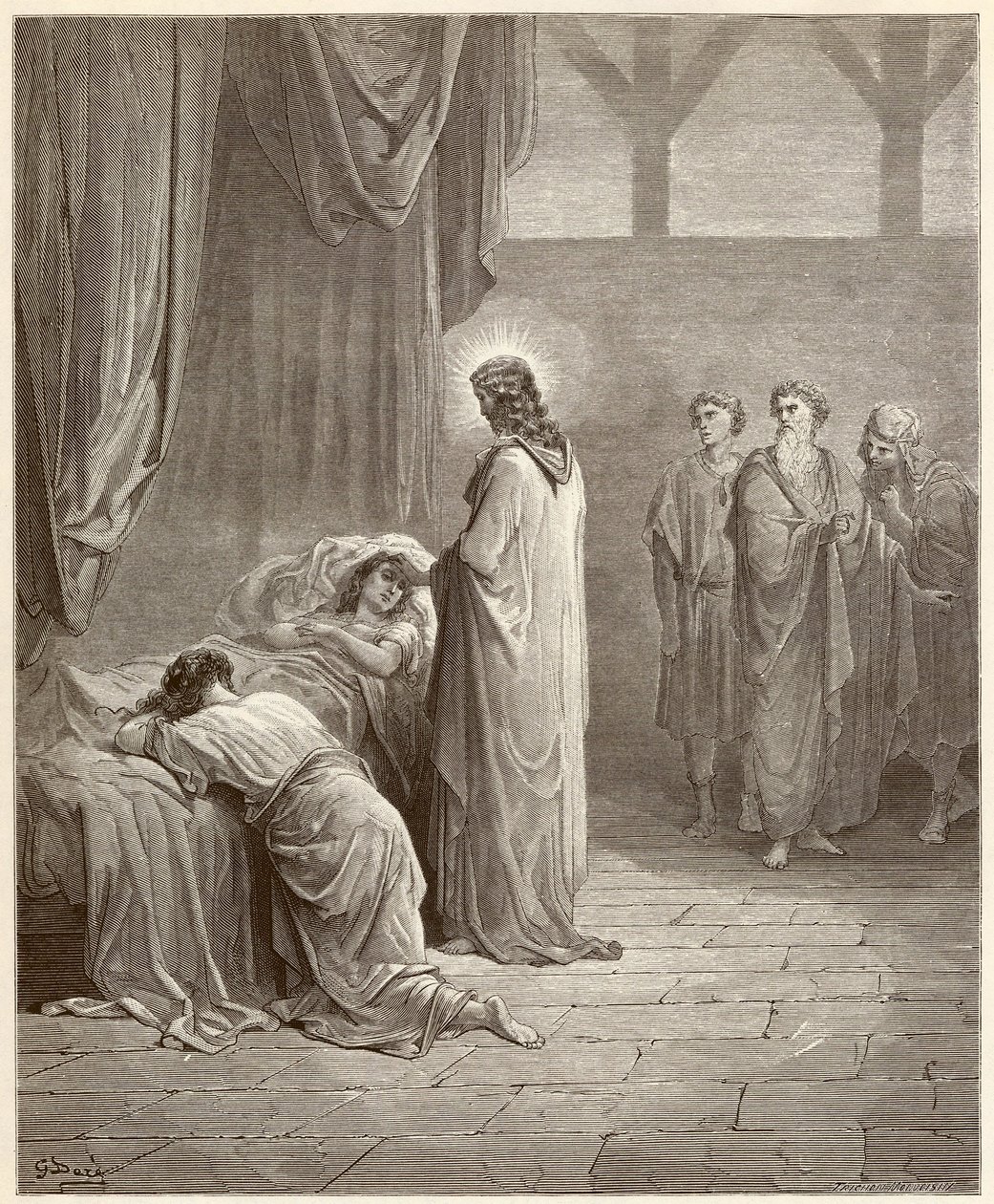 Milagro: Jesucristo sanó a la hija de Jairo de Gustave Dore