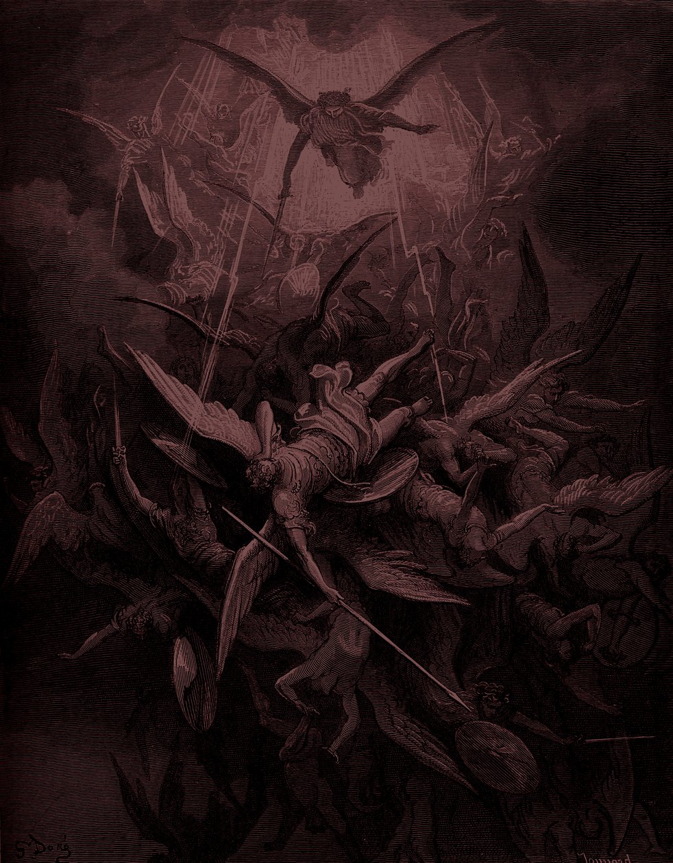 El Paraíso Perdido: Caída de los ángeles rebeldes, artista Doré de Gustave Dore