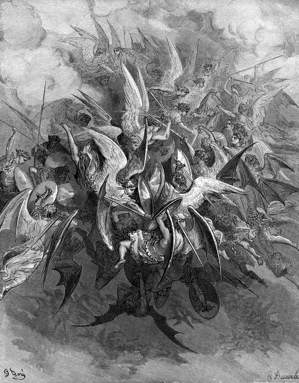 El Paraíso Perdido: La Batalla de los ángeles de Gustave Dore