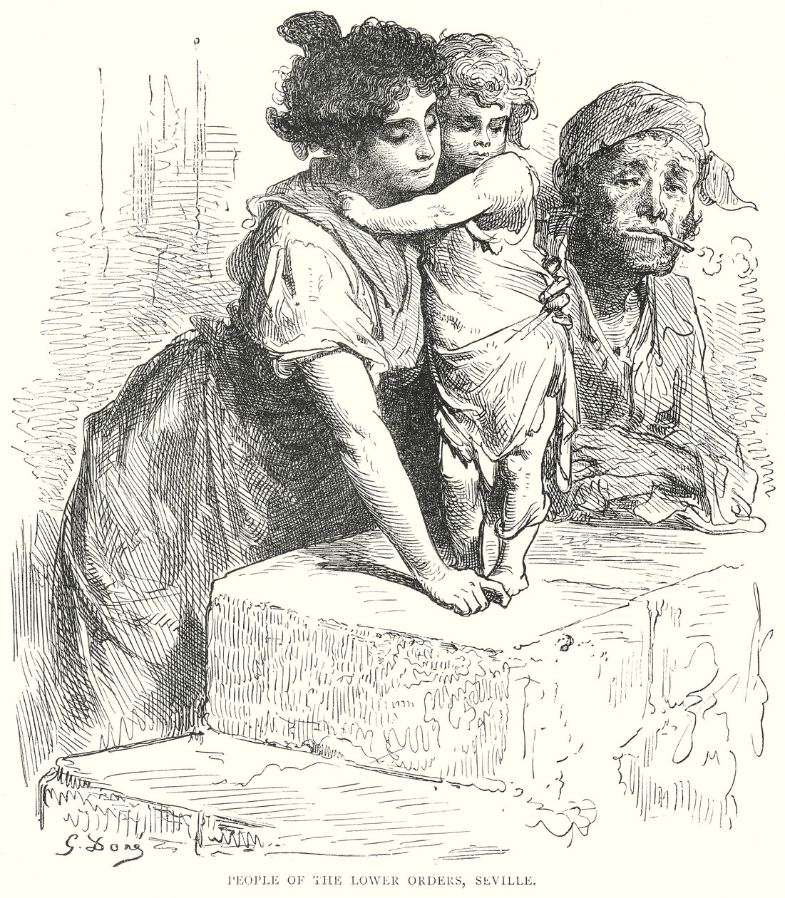 Gente de las Órdenes Inferiores, Sevilla (grabado) de Gustave Dore